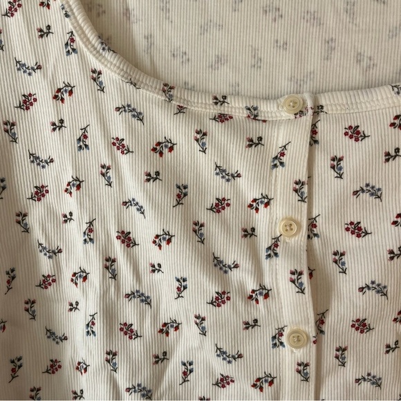 Old navy Ribbed Floral Button Top Plus Size 3X Cream Stretch Scoop Neck NWT - Picture 7 of 13